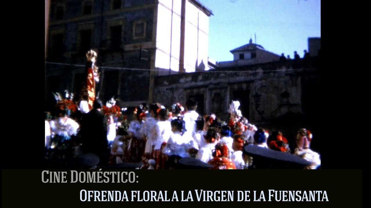 Ofrenda floral a la Virgen de la Fuensanta, Murcia en 1974. Cine doméstico.